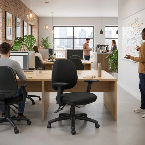 Mondo Java Mid Back Chair With Arms In-Situ At A Desk
