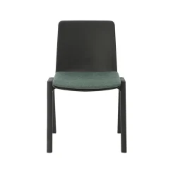 Academy stacking chair black seat emerald green seat pad no tablet arm from front