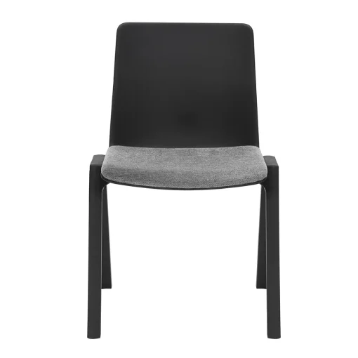 Academy stacking chair black seat light grey seat pad no tablet arm from front