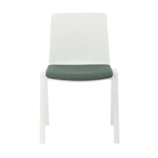 Academy stacking chair white seat emerald green seat pad no tablet arm from front