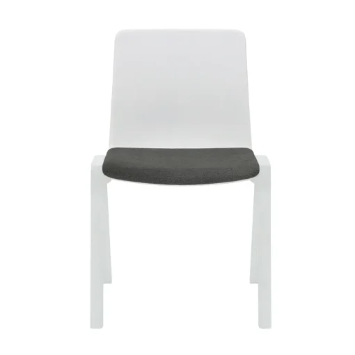 Academy stacking chair white seat black seat pad no tablet arm from front