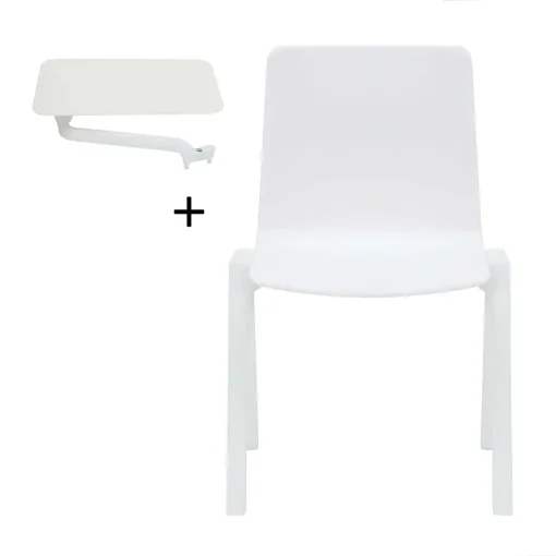 Academy stacking chair white with tablet arm extra