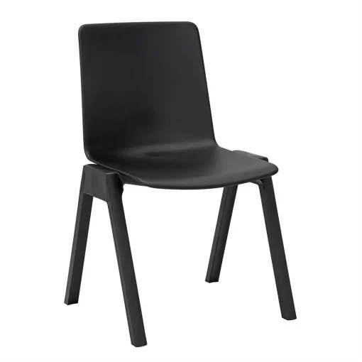 Academy stacking chair black from front angled to side