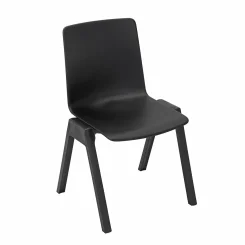 Academy stacking chair black from front angled to side from above