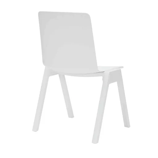 Academy stacking chair white from back angled to side