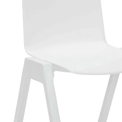 Academy stacking chair white from front angled to seat