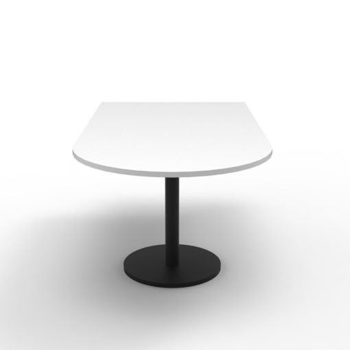 Estilo D-End Disc Base Meeting Table White Top Black Base Angled To Front