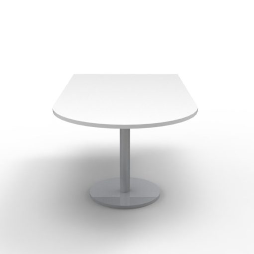 Estilo D-End Disc Base Meeting Table White Top Silver Base Angled To Front