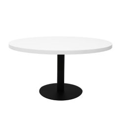 Estilo round coffee table with disc base white top black base 900mm DIA product image