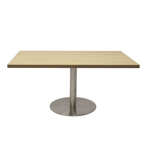 Estilo square coffee table with disc base oak top stainless base product image
