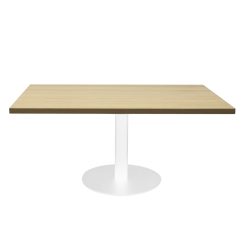 Estilo square coffee table with disc base oak top white base product image