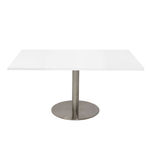 Estilo square coffee table with disc base white top stainless steel base product image