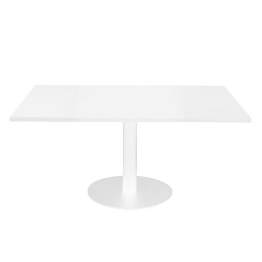 Estilo square coffee table with disc base white top white base product image