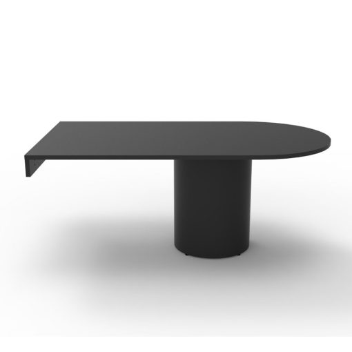 Estilo D-End Drum Base Table Black Top Black Based Angled To Side