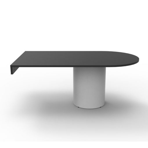 Estilo D-End Drum Base Table Black Top White Based Angled To Side
