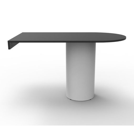 Estilo Drum Base D-End High Bar Meeting Table White Base Black Top Angled To Side