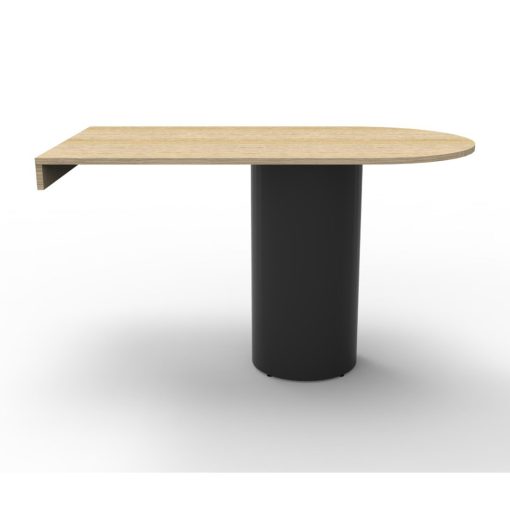 Estilo Drum Base D-End High Bar Meeting Table Black Base Oak Top Angled To Side