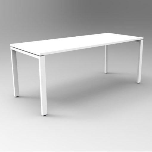 Deluxe profile steel frame table 1800mm wide white top white base product image