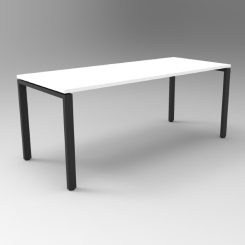 Deluxe profile steel frame table 2100mm wide white top black base product image