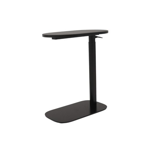 Eos Height Adjustable Side Table black top and black base angled from front
