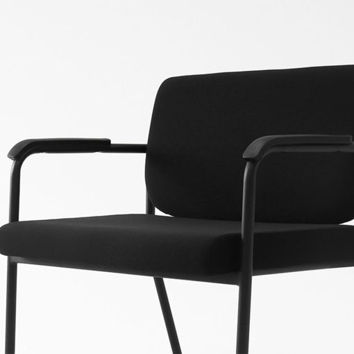 Endura Max Bariatric Chair Black Fabric With Arms Angled To Front From Left Side Close Up