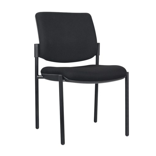 Endura visitor chair black fabric no arms from front angled to right side from front