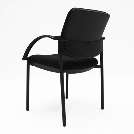 Endura visitor chair black fabric with arms from side angled to back