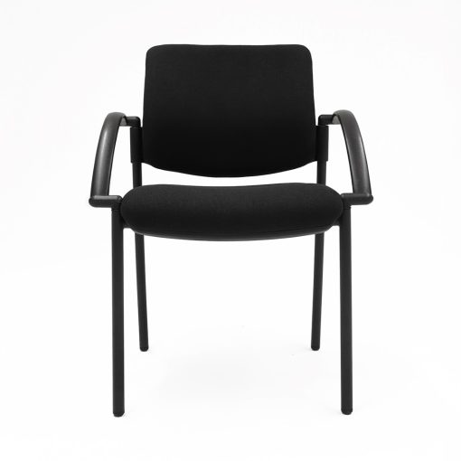 Endura visitor chair black fabric with arms from front