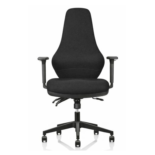 Ergora Medium Back Posture Chair Black Fabric With Arms Angled To Front