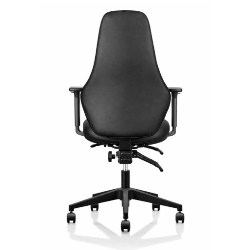 Ergora Medium Back Posture Chair Black PU Leather With Arms Angled To Back
