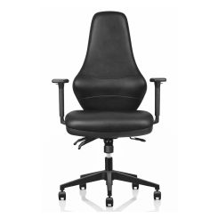 Ergora Medium Back Posture Chair Black PU Leather With Arms Angled To Front