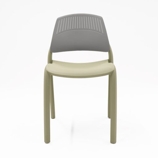 Flexi stacking chair grey backrest green seat from front