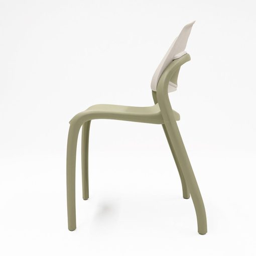 Flexi stacking chair white backrest green seat from side