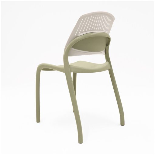Flexi stacking chair white backrest green seat from front angled to side from back