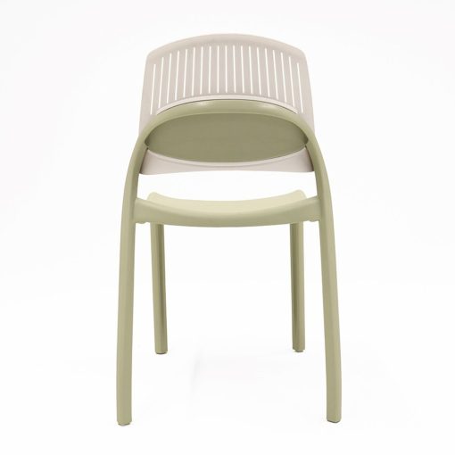 Flexi stacking chair white backrest green seat from back
