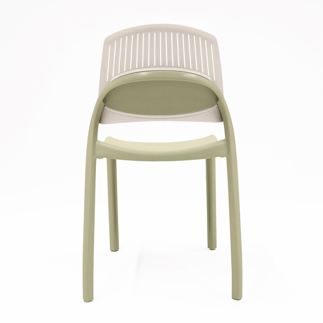 Flexi stacking chair white backrest green seat from back