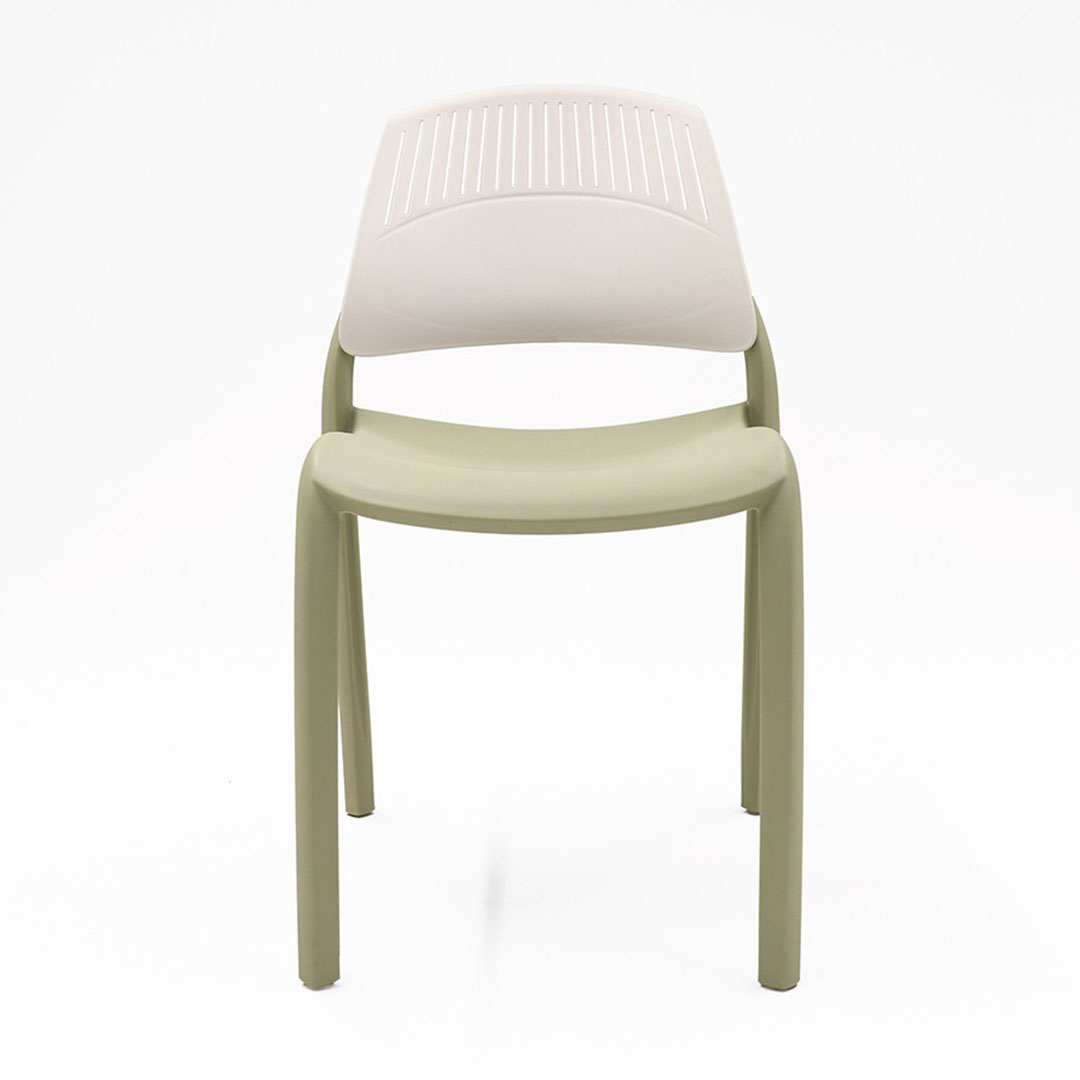 Flexi stacking chair white backrest green seat from front