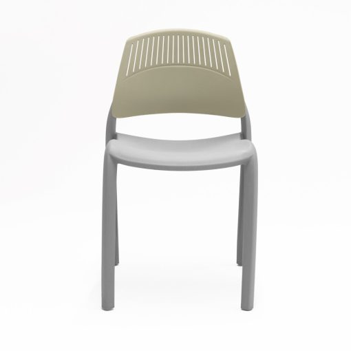 Flexi stacking chair green backrest grey seat from front