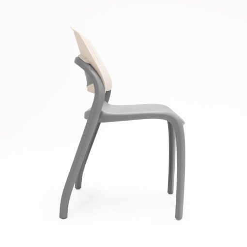 Flexi stacking chair white backrest grey seat from side