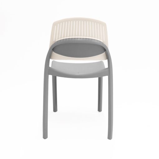 Flexi stacking chair white backrest grey seat from back