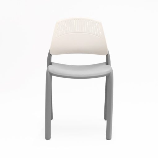 Flexi stacking chair white backrest grey seat from front