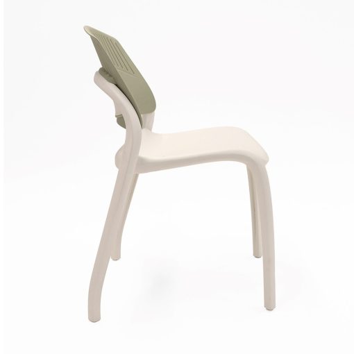Flexi stacking chair green backrest white seat from side