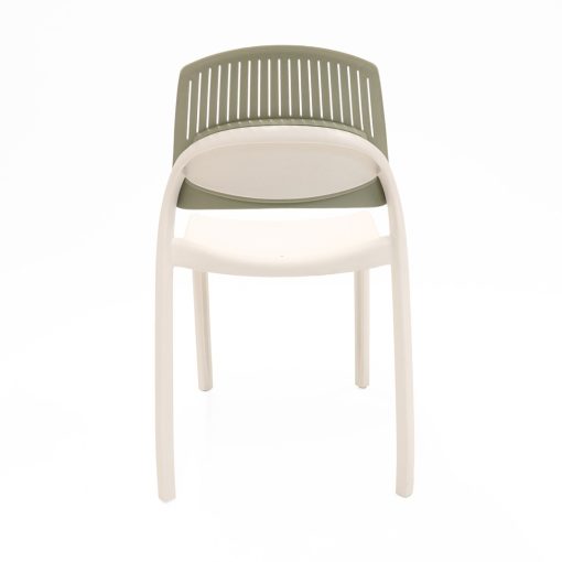 Flexi stacking chair green backrest white seat from back