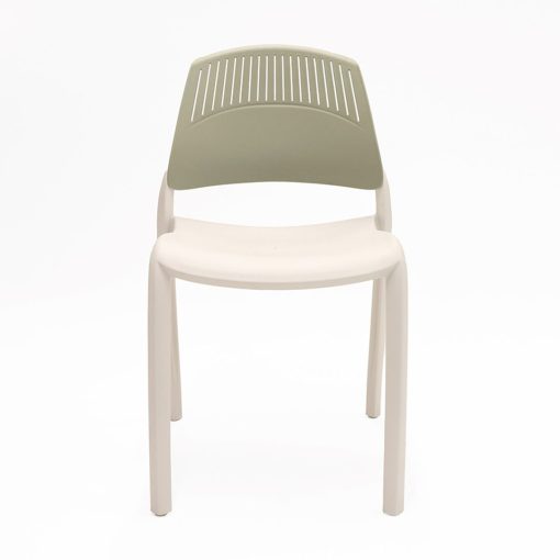 Flexi stacking chair green backrest white seat from front