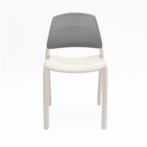Flexi stacking chair grey backrest white seat from front