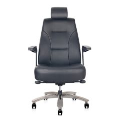 Monarch Controller Chair Black Genuine Leather Angled To Front