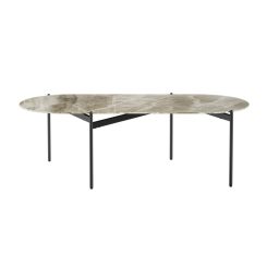 Nido Stone Oval Coffee Table Angled To Top From Side