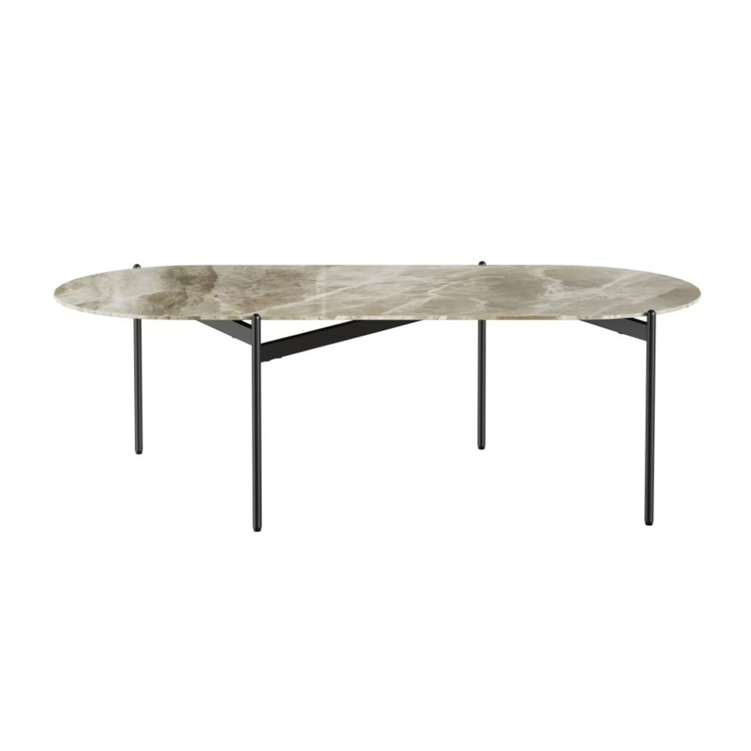 Nido Stone Oval Coffee Table Angled To Top From Side