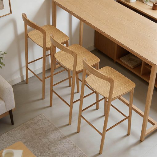 Multiple Nodo timber chair angled to angled to side in situ at kitchen bar