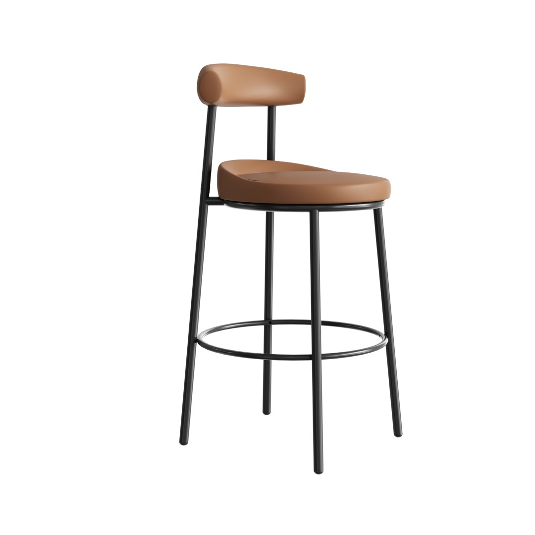 NYX 750 Breakout Stool Amber PU Leather From Front Angled To Right